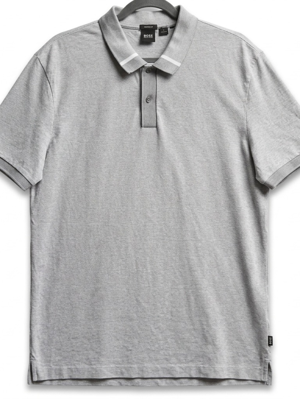 Hugo Boss Men Light Gray Mercerized Cotton Short Sleeve Polo Shirt M